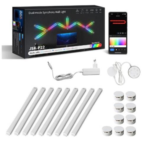 Luci Led Smart Styling Wifi Bluetooth - 9 Strisce, Connettori E Adattatore Ue - Splicing Fai Da Te White - Foto 1