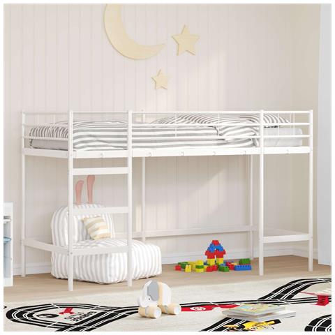 Struttura del letto loft per bambini Bianco 75 x 190 cm Acciaio - Foto 2