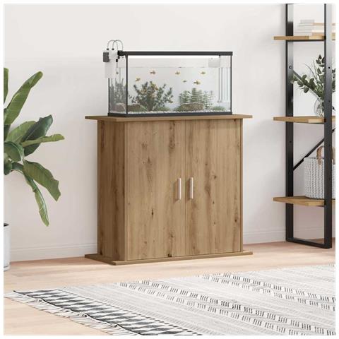 Supporto per acquario artigianale in rovere 81x36x73 cm in legno ingegnerizzato - Foto 2