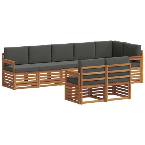 Set divani 8 pcs Naturale e Antracite Legno di Acacia Massello - Foto 1
