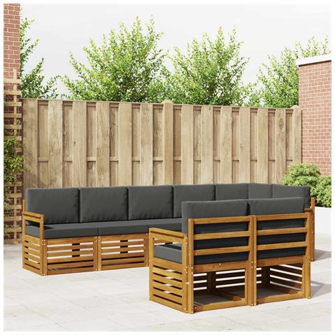Set divani 8 pcs Naturale e Antracite Legno di Acacia Massello - Foto 2