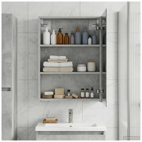 Mobiletto per specchio da bagno con lo scaffale Grigio cemento - Foto 2