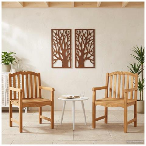 Sedia da Giardino 2 pcs Naturale 58 x 60 x 93 cm - Foto 2