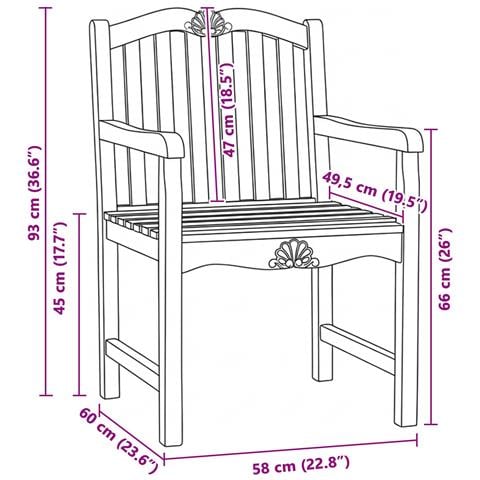 Sedia da Giardino 2 pcs Naturale 58 x 60 x 93 cm - Foto 8