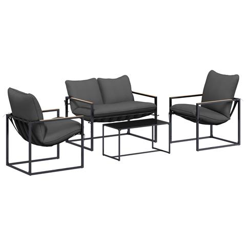 Set Divano da Giardino 4 pcs Nero e antracite Acciaio - Foto 1