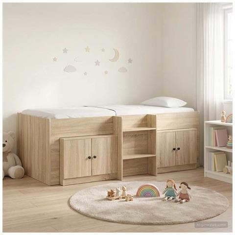 Struttura Letto Loft con Mobile con porta 3 pz Rovere Sonoma - Foto 2