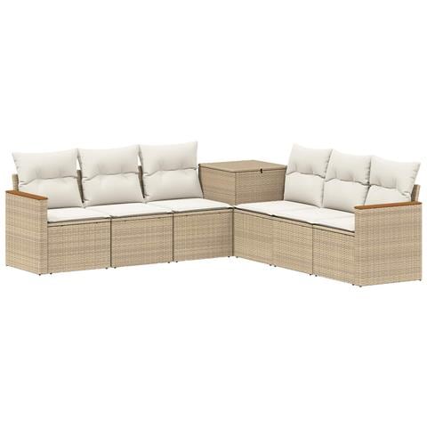 Set di divani 7 pcs Beige e Bianco Crema - Foto 1