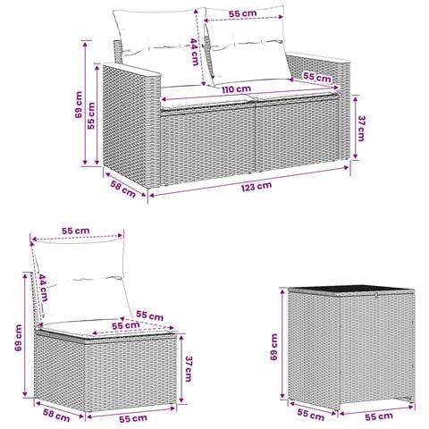 Set di divani 7 pcs Beige e Bianco Crema - Foto 9