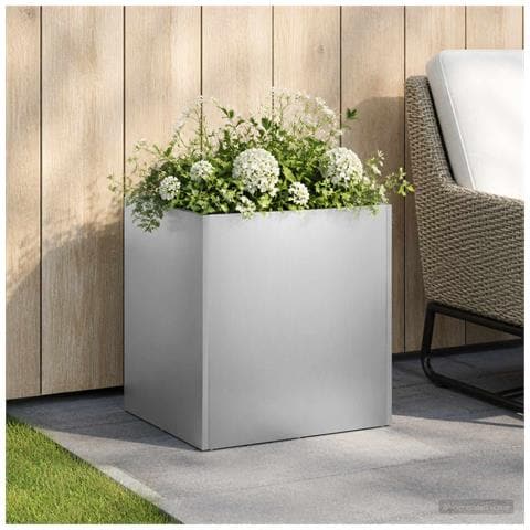 Vaso da giardino Argento 25 x 25 x 25 cm Acciaio Inox - Foto 2
