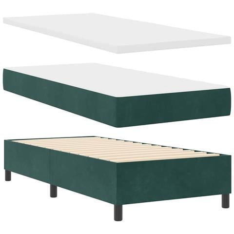 Letto a molle con strisce LED Verde Scuro 90 x 190 cm Velluto - Foto 2