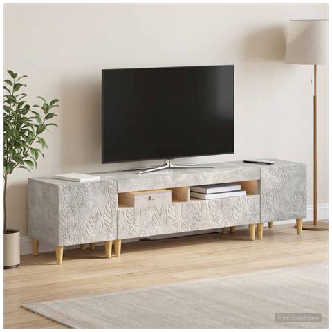 Mobile TV LED a 5 pezzi Grigio Cemento Legno ingegnerizzato - Foto 2