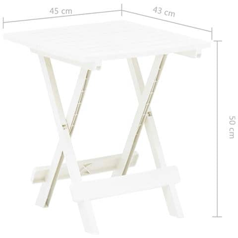 Tavolo Da Giardino Pieghevole Bianco 45x43x50 Cm In Plastica - Foto 7