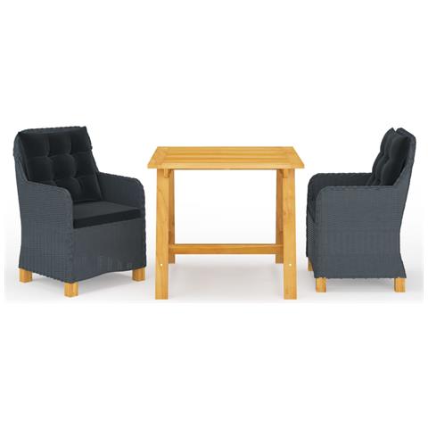 Set Mobili Da Pranzo Per Giardino 3 Pz Grigio Scuro - Foto 1