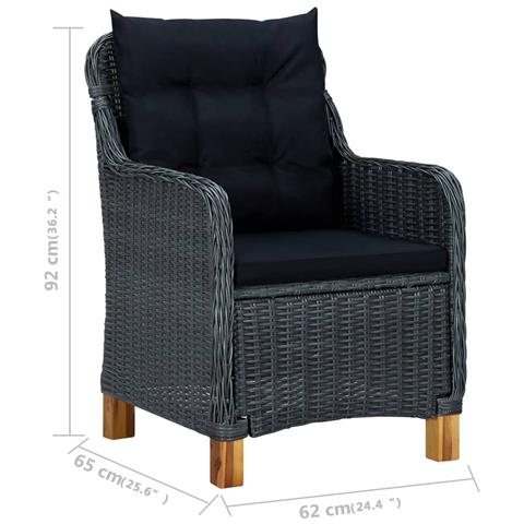 Set Mobili Da Pranzo Per Giardino 3 Pz Grigio Scuro - Foto 2