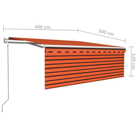 Tenda Automatica Parasole Sensore Vento Led 4x3m Aranciomarrone - Foto 9