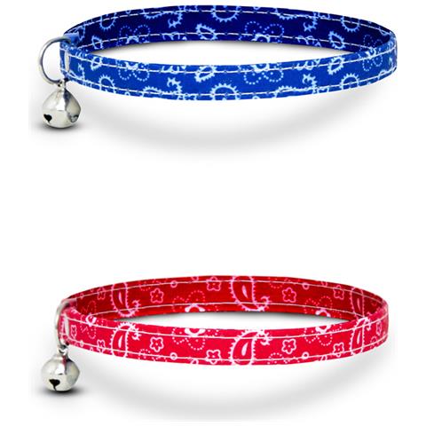 Set 2 Collare Gatto Modello Easy 1 Blu 1 Rosso Estendibile Con Sonaglio - Foto 1