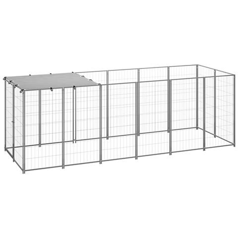 Canile Recinto Per Cani Argento 330x110x110 Cm In Acciaio - Foto 1