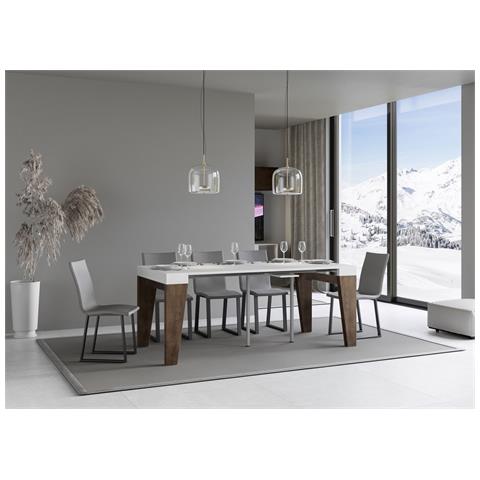 Consolle Allungabile 90x40/196 Cm Naxy Mix Small Piano Bianco Frassino - Bianco Frassino /noce - Foto 2