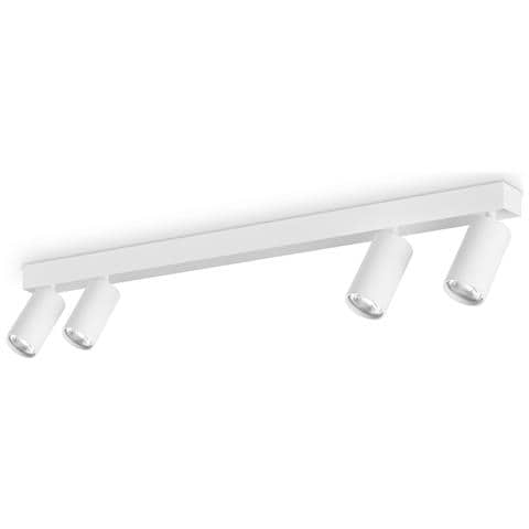 Plafoniera Contemporanea Profilo Metallo Bianco 4 Luci Gu10 28w 3000k Ip20 - Foto 1