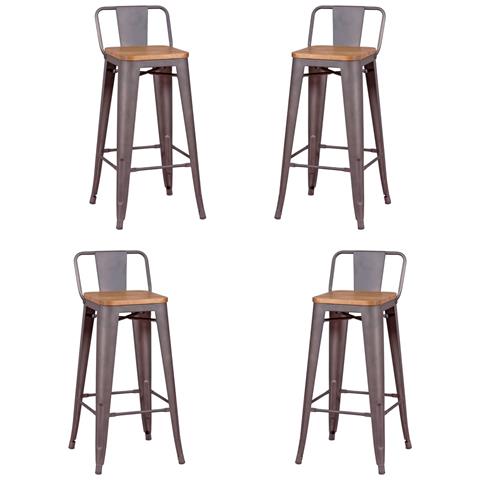 Confezione Da 4 Sgabelli In Metallo Con Sedute In Legno - Bistro - Foto 1