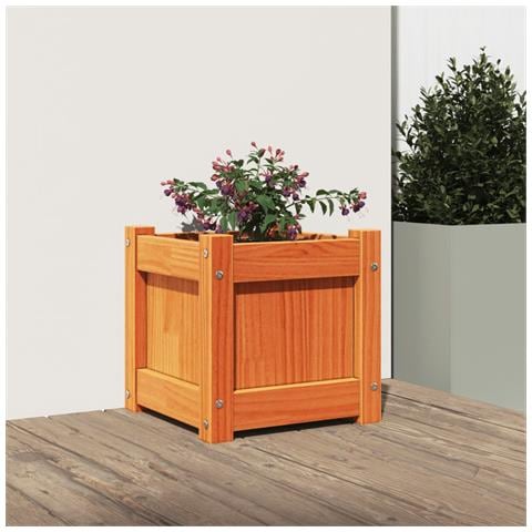 Fioriera Giardino Marrone Cera 31x31x31 Cm Legno Massello Pino - Foto 3