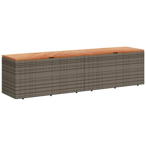 Contenitore Giardino Grigio 220x50x54cm Polyrattan Legno Acacia - Foto 2