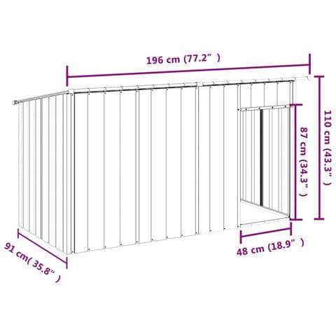 Casetta Cani Con Tetto Antracite 196x91x110 Cm Acciaio Zincato - Foto 7