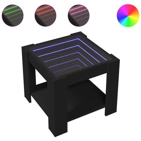 Tavolino Salotto Con Led Nero 53x53x45 Cm Legno Multistrato - Foto 2