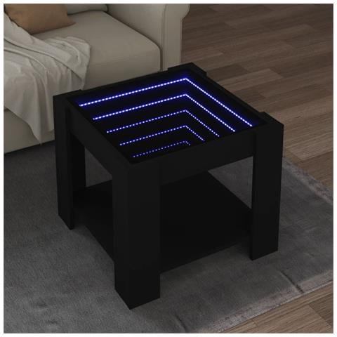 Tavolino Salotto Con Led Nero 53x53x45 Cm Legno Multistrato - Foto 1
