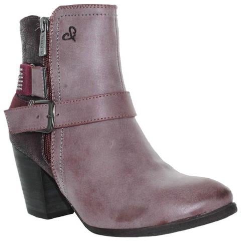 Stivali In Pelle Da Donna Viola Con Cerniera E Fibbia Decorativa 38 - Foto 1