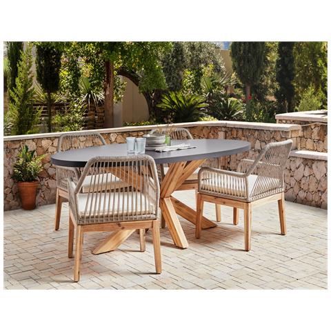 Set Da Pranzo Da Giardino 4 Posti Oristano Con Cuscini Cemento Beige - Foto 1
