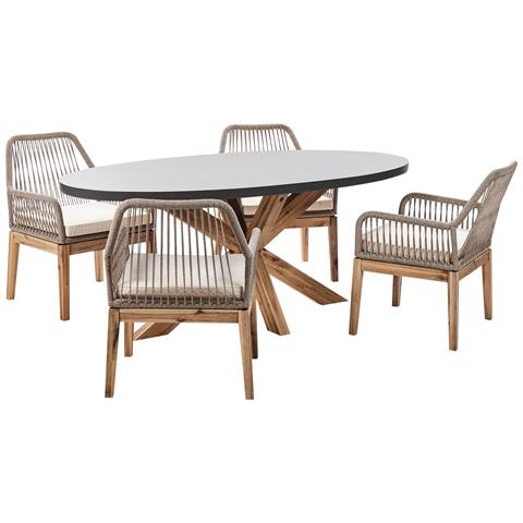 Set Da Pranzo Da Giardino 4 Posti Oristano Con Cuscini Cemento Beige - Foto 2