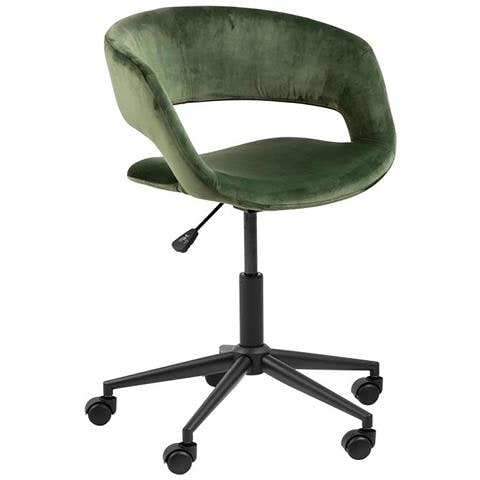 Sedia Da Ufficio Con Rotelle In Velluto Verde - Foto 1