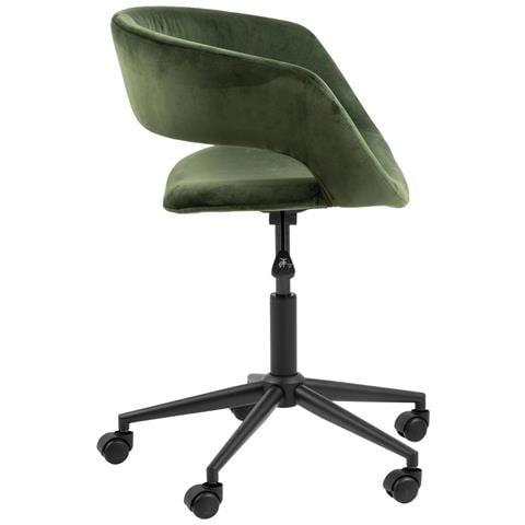 Sedia Da Ufficio Con Rotelle In Velluto Verde - Foto 5