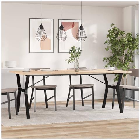 Tavolo Pranzo Telaio A Y 200x100x75,5 Cm Legno Pino E Acciaio - Foto 3