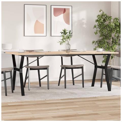Tavolo Pranzo Telaio A Y 200x100x75,5 Cm Legno Pino E Acciaio - Foto 1