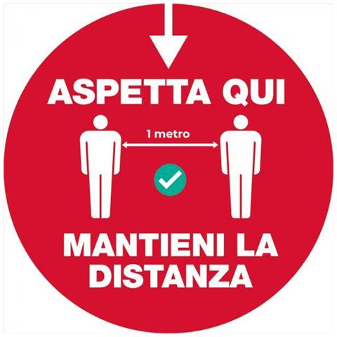 Conf. 2 Bolli Adesivi ''aspetta Qui'' Diametro 40 Cm Rossi - Foto 1