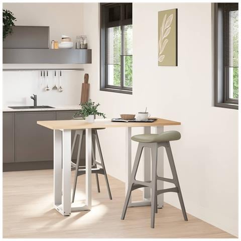 Gambe Tavolo Bar A Forma T 2 Pz Bianco 50x35x(90-91) Cm Acciaio - Foto 2