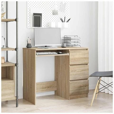 Lusso Casadino -  Scrivania Rovere Sonoma 90x45x76 Cm In Legno Multistrato - Foto 8