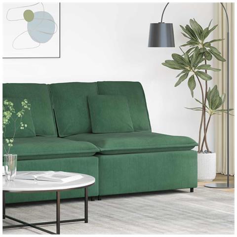 Modulo Centrale Divano Modulare con Cuscini Verde Giungla 100cm - Foto 2