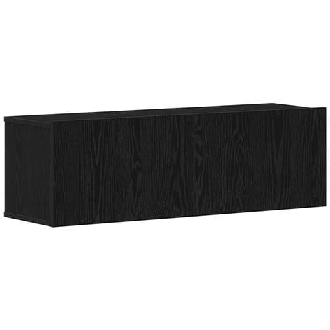 Mobile TV a muro in legno finto rovere nero 100x30x30 cm - Foto 1