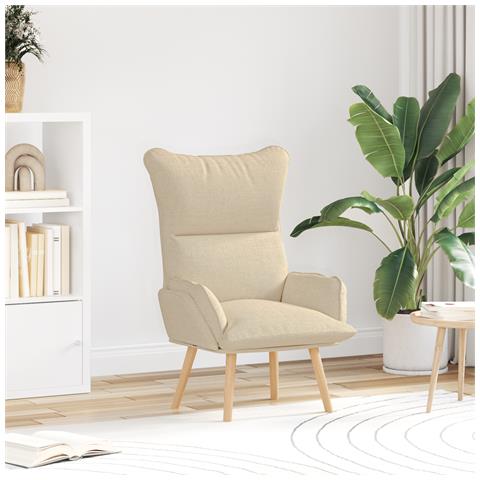 Poltrona Rilassante vitaXL in Tessuto Crema - Foto 2