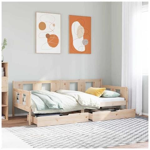 Dormeuse con Cassetti 90x190 cm in Legno Massello Pino - Foto 2