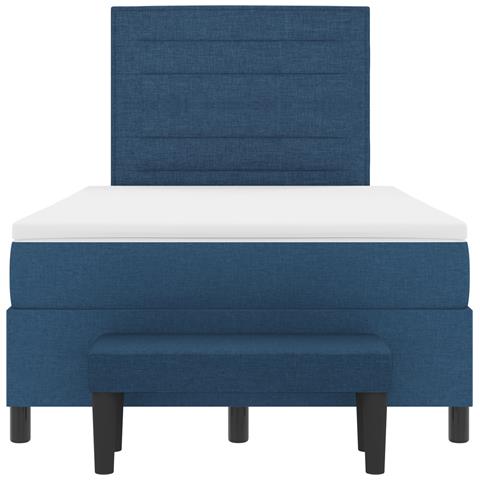 Letto a Box Spring con Materasso & Panchina Blu 120x200 cm Tessuto - Foto 9