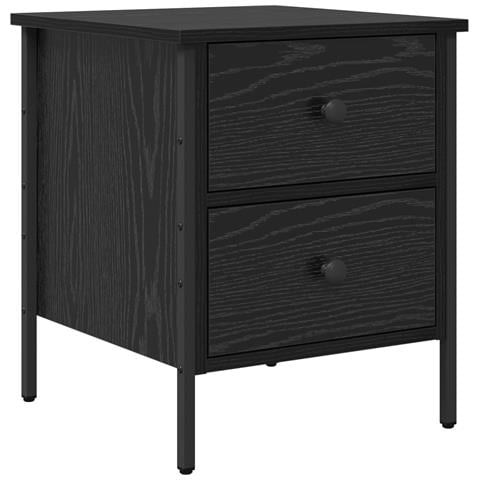 Mobiletto Comodino Nero di Quercia 40x42x50 cm in Legno Ingegnerizzato - Foto 1