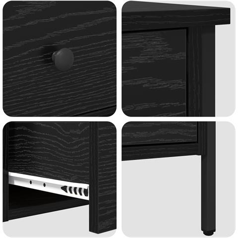 Mobiletto Comodino Nero di Quercia 40x42x50 cm in Legno Ingegnerizzato - Foto 9