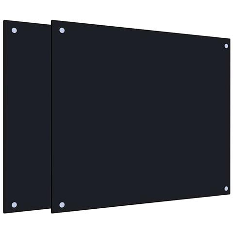 Paraschizzi per Cucina 2 pz Neri 70x60 cm in Vetro Temperato - Foto 1