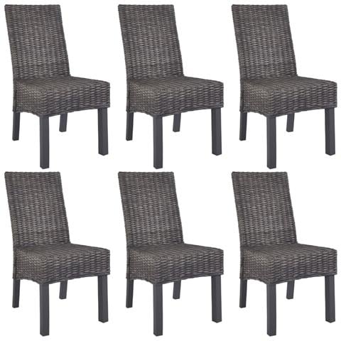 Sedie Da Pranzo 6 Pz Marroni In Rattan Kubu E Legno Di Mango - Foto 2