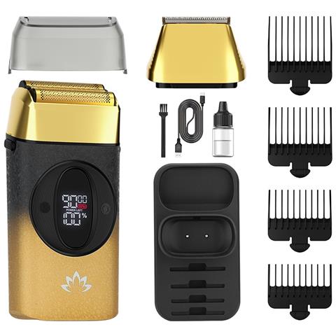 Rasoio A Lamina 2-in-1 Per Uomo E Tagliacapelli Con Velocità Regolabile E Display Digitale Gold - Foto 1