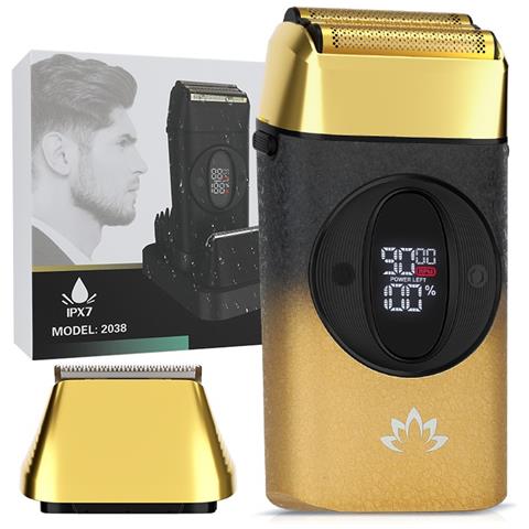 Rasoio A Lamina 2-in-1 Per Uomo E Tagliacapelli Con Velocità Regolabile E Display Digitale Gold - Foto 2
